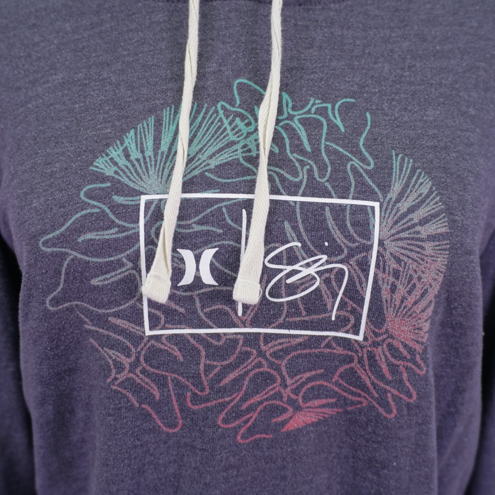 Hurley -Medium- Gray‎ Hooded Long Sleeve Pullover Sweater Floral - Picture 5 of 7
